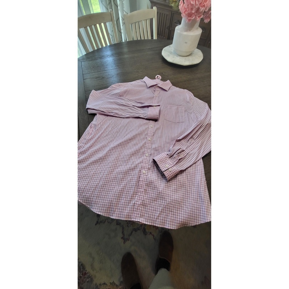 #68 MICHAEL KORS 3XL DRESS FLANNEL PINK AND BLUE LONG SLEEVE CLEAN!!